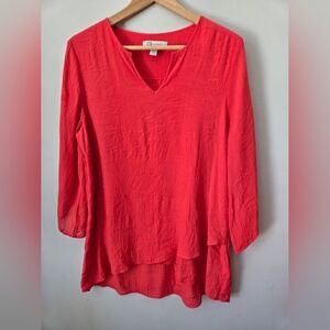 CRISTINA B  Red V Neck Flowy Coverup / Tunic